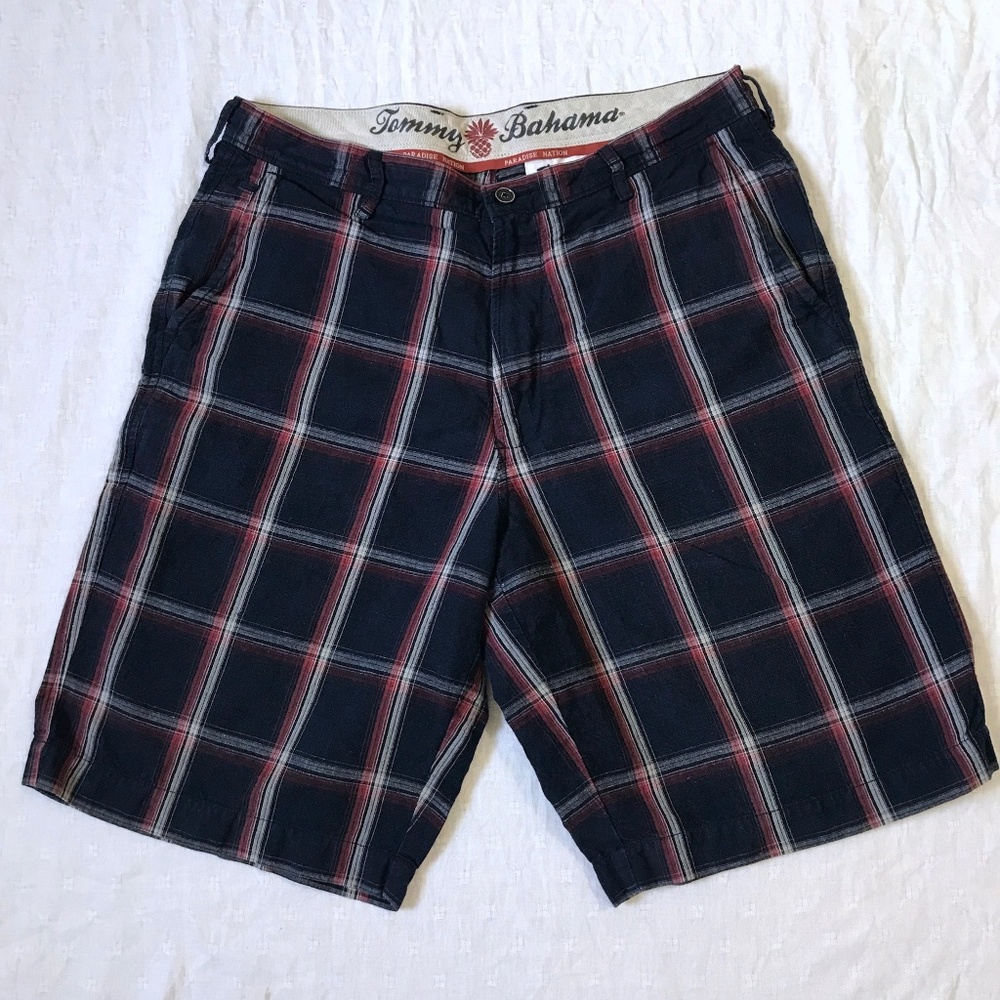 Tommy Bahama Plaid Flat Front 10" Shorts Size 33